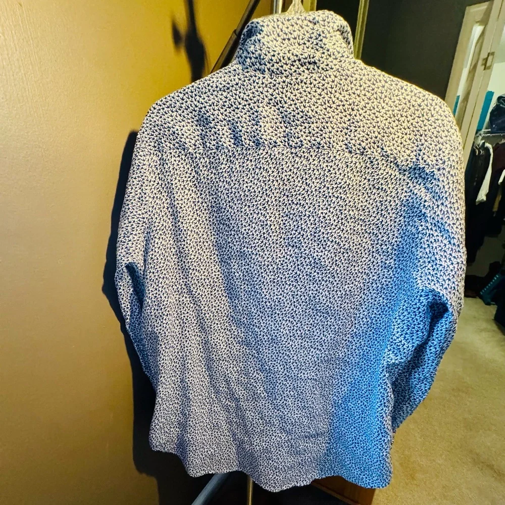 Frank & Eileen Navy and White Sparrow Shirt - Picture 3 of 3